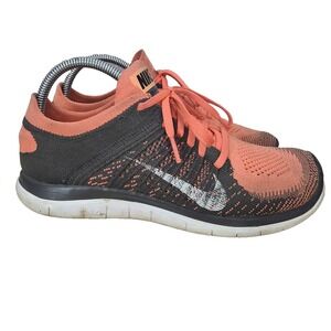 Nike Free 4.0 Flyknit Running Shoes Womens 9 Orange Sneakers Trainers 631050-800